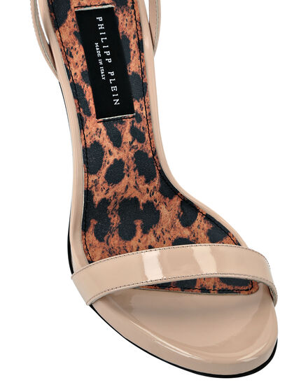 Patent Leather Sandals High Heels Leopard