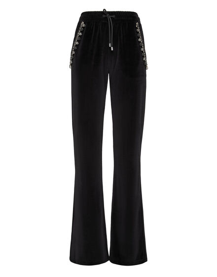 Velvet Jogging Trousers Crystal Chain