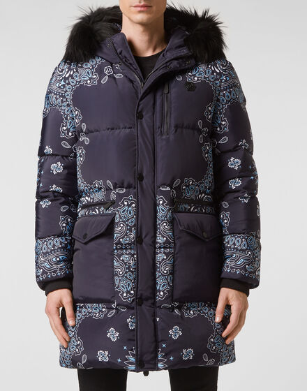 Nylon and Fur Parka Paisley Bandana
