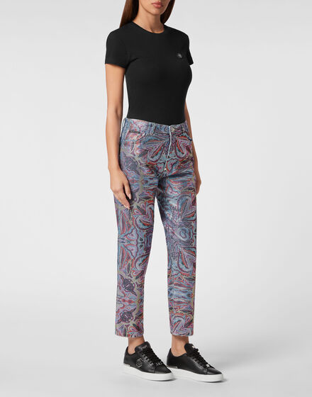 Denim Trousers Mom Fit Crystal Colorful Circus