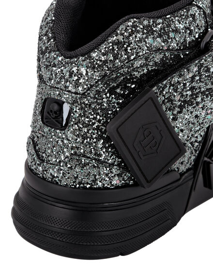 Patent Leather Mid-Top Sneakers with Glitter Gothic Plein