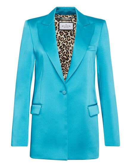 Satin Boxy Blazer Crystal Skull