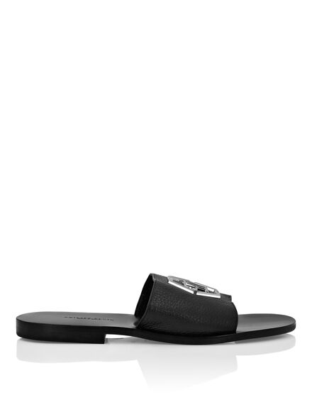 Leather Sandals Flat Gothic Plein