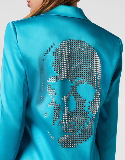 Satin Boxy Blazer Crystal Skull