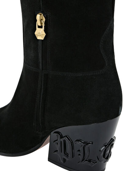 Suede Boots Mid Heels High Cowboy