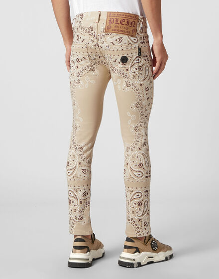 Denim Trousers Skinny Fit Paisley Bandana