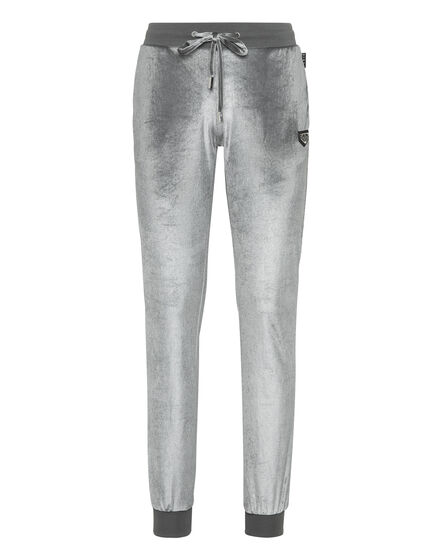 Chenille Jogging Trousers Strass Skull
