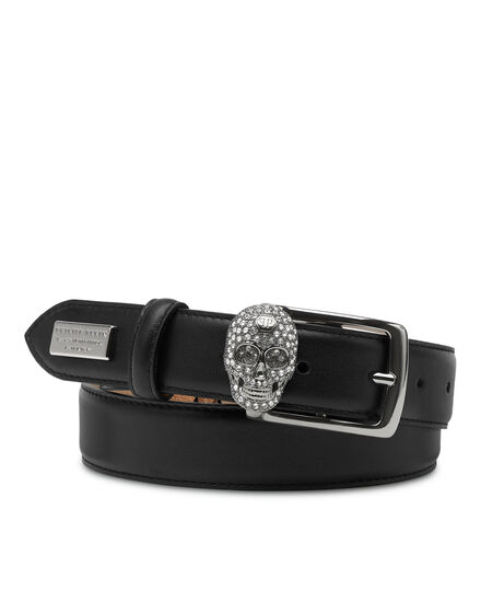 Leather Belt Crystal Skull