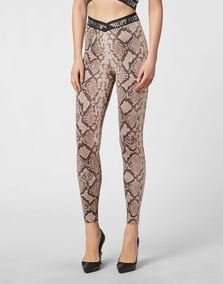 V Cut Leggings Python Print Crystal Plein with Crystals